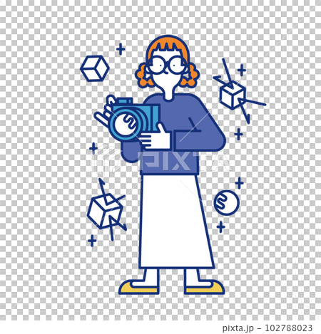 Illustration of a woman who takes a job as an optical designer 102788023