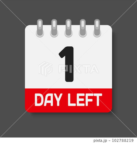 Countdown daily page calendar icon - 1 day left Countdown daily page calendar icon - 1 day left 102788219