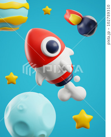 Banner backdrop with pocket among stars and planets, 3D vector illustration. 102789310