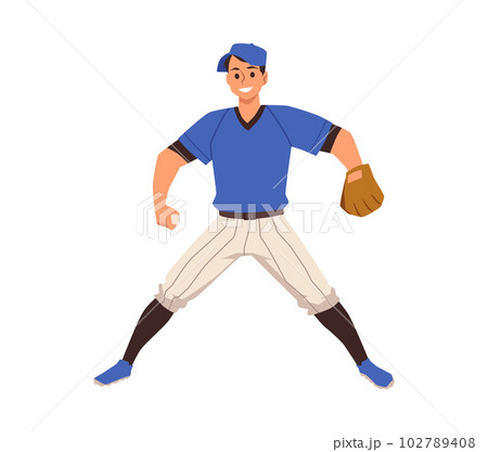Standing baseball player with leather glove flat style, vector illustration 102789408