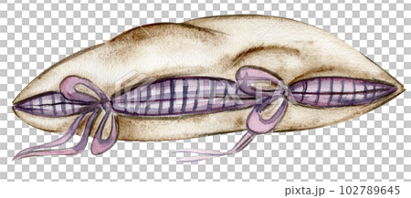 Watercolor hand drawn cute soft pillows. Illustration for baby animal on a white background. Perfect for wedding invitation, greetings card, posters, fabric patterns. 102789645