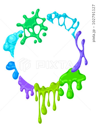 Blots and drips slime background. Toxic mucus smudges streaks and blotch. 102791127