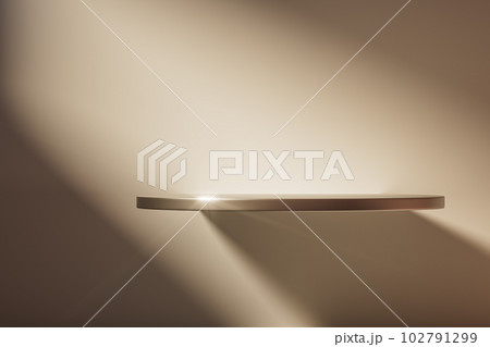 3d presentation background with pedestal or dais in the room illuminated by sunlight 102791299