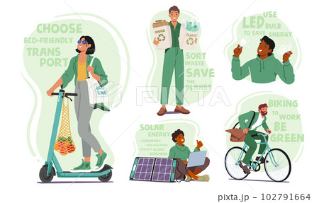 Environmentally Conscious Characters Dedicated To Sustainability, Conservation, And Eco-friendly Practices, Illustration 102791664
