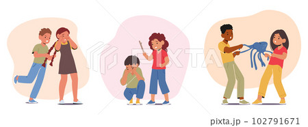 Screaming, Tantrums, Hitting, Defiance Scenes Of Children's Bad Behavior who need Discipline, Communication 102791671