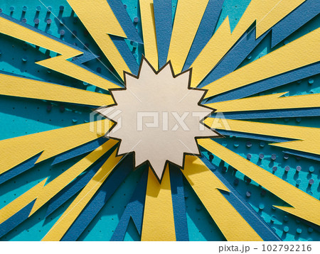 Handmade colorful paper cut speech bubble. Pop art and comic style.  102792216