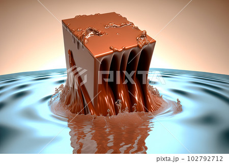 Chocolate bar with a splash of hot cocoa drops. Chocolate bar with a splash of hot cocoa drops. 102792712