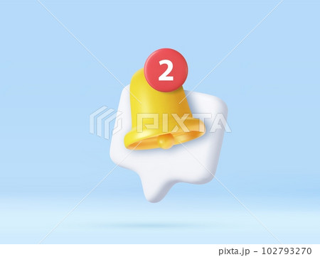 3D notification bell alert icon 3D notification bell alert icon 102793270