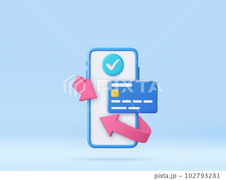 3d Smartphone and plastic credit card 102793281