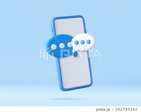 3D render smartphone with floating chat 102793342