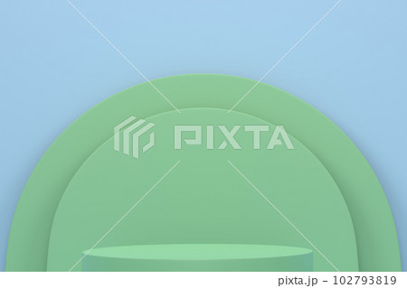 Pastel green cylinder podium with steps on blue background 102793819