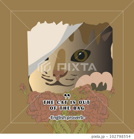 Card with a cat and an English proverb on a...のイラスト素材 [102798554] PIXTA