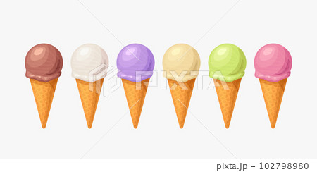 various cone ice cream set on white 102798980