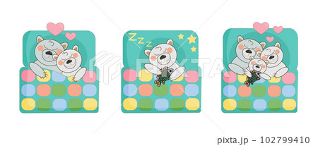 set sleeping family of polar cartoon bears set sleeping family of polar cartoon bears 102799410