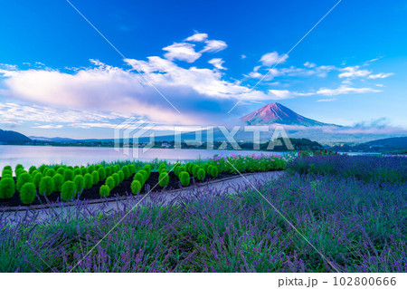 【富士山素材】夏の河口湖から見る富士山【山梨県】 【富士山素材】夏の河口湖から見る富士山【山梨県】 102800666
