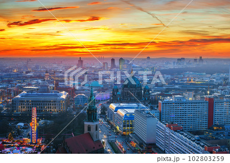 Aerial view on Berlin at night 102803259