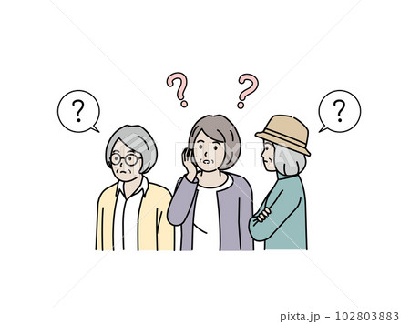 考えたり疑問を持つの高齢者、年配の女性 102803883