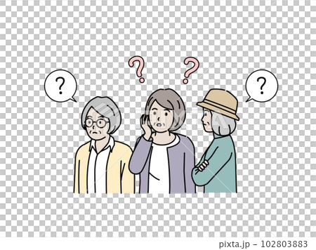 考えたり疑問を持つの高齢者、年配の女性 102803883