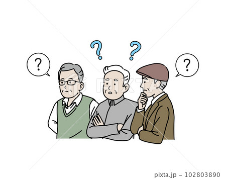 考えたり疑問を持つの高齢者、年配の男性 102803890