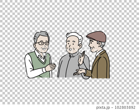 会話をする高齢者、年配の男性 102803892