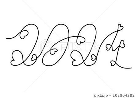 2024 Handwritten Lettering In One Solid Line 102804285 PIXTA   102804285 