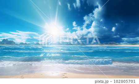 A beautiful beach with crystal blue water and white sand 102805701