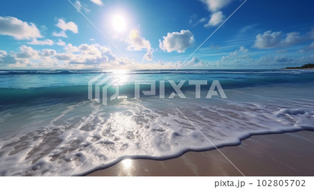 A beautiful beach with crystal blue water and white sand A beautiful beach with crystal blue water and white sand 102805702