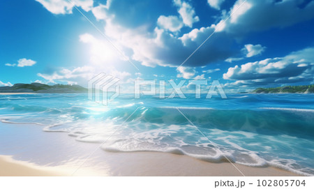 A beautiful beach with crystal blue water and white sand A beautiful beach with crystal blue water and white sand 102805704