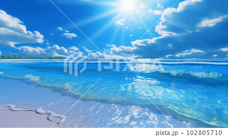 A beautiful beach with crystal blue water and white sand 102805710