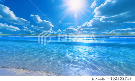 A beautiful beach with crystal blue water and white sand 102805718