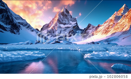 Bright clean white snowy mountain Bright clean white snowy mountain 102806058