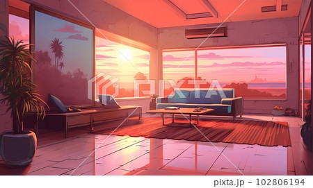 ソファーのある部屋のイラスト,Generative AI AI画像 ソファーのある部屋のイラスト,Generative AI AI画像 102806194