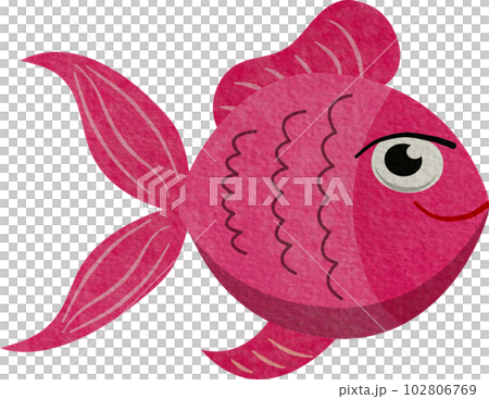 Golden angelfish cartoon watercolor 102806769