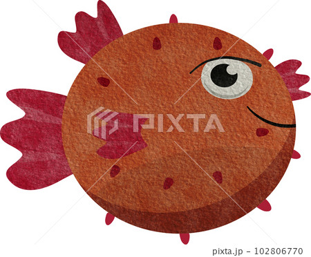 Puffer fish cartoon watercolor Puffer fish cartoon watercolor 102806770