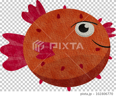 Puffer fish cartoon watercolor Puffer fish cartoon watercolor 102806770