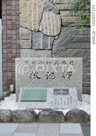 「日本最初小学校 栁池校」の石碑（京都市中京区柳馬場通御池上ル東側 京都御池創生館前） 102807145