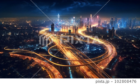 ダーク調の高層ビルの風景,Generative AI AI画像 102808476