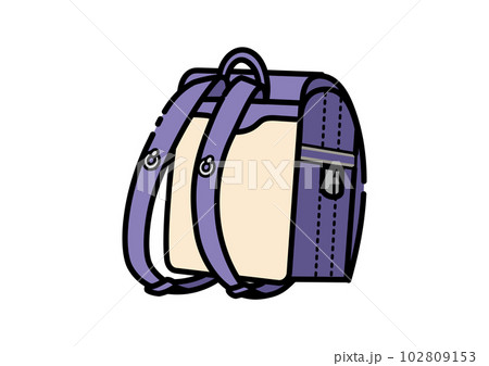 紫色の後ろ向きのランドセルのイラスト 102809153