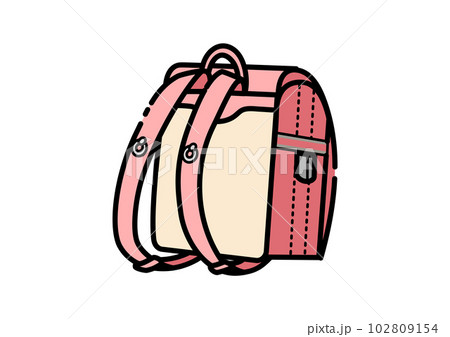 ピンク色の後ろ向きのランドセルのイラスト 102809154