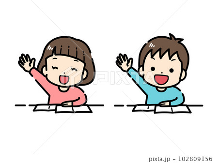 挙手をする子供のイラスト 挙手をする子供のイラスト 102809156
