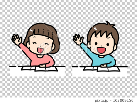 挙手をする子供のイラスト 挙手をする子供のイラスト 102809156