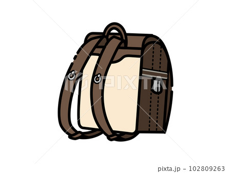 茶色の後ろ向きのランドセルのイラスト 102809263