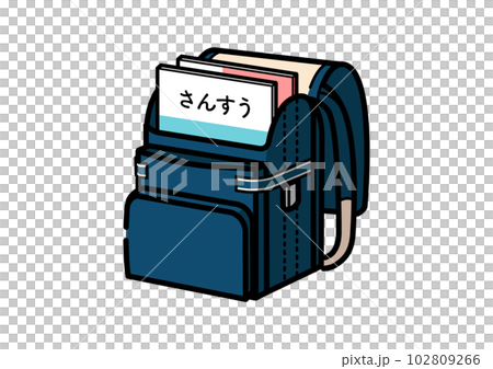 教科書が入っている紺色のランドセルのイラスト 102809266
