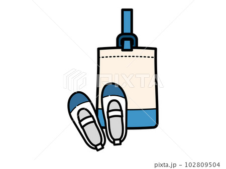 青い上靴入れと上靴のイラスト 102809504