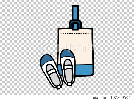 青い上靴入れと上靴のイラスト 102809504