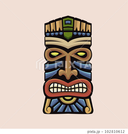 hand drawn Tiki tribal wooden mask vector illustration 102810612