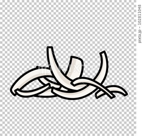 線画太めのカットされた玉ねぎのイラスト 102811048