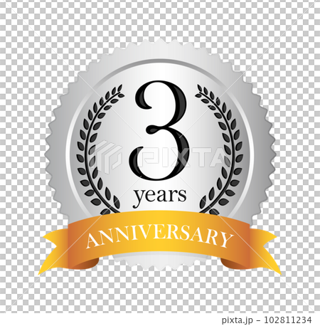 Silver/Silver Anniversary medal icon illustration (Anniversary/Anniversary) / 3rd anniversary 102811234
