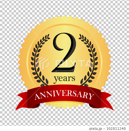Gold / gold anniversary medal icon illustration (anniversary / anniversary) / 2nd anniversary 102811240