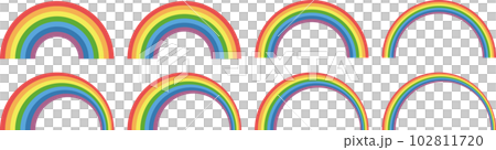Vector illustration set of arched seven-color rainbow 102811720